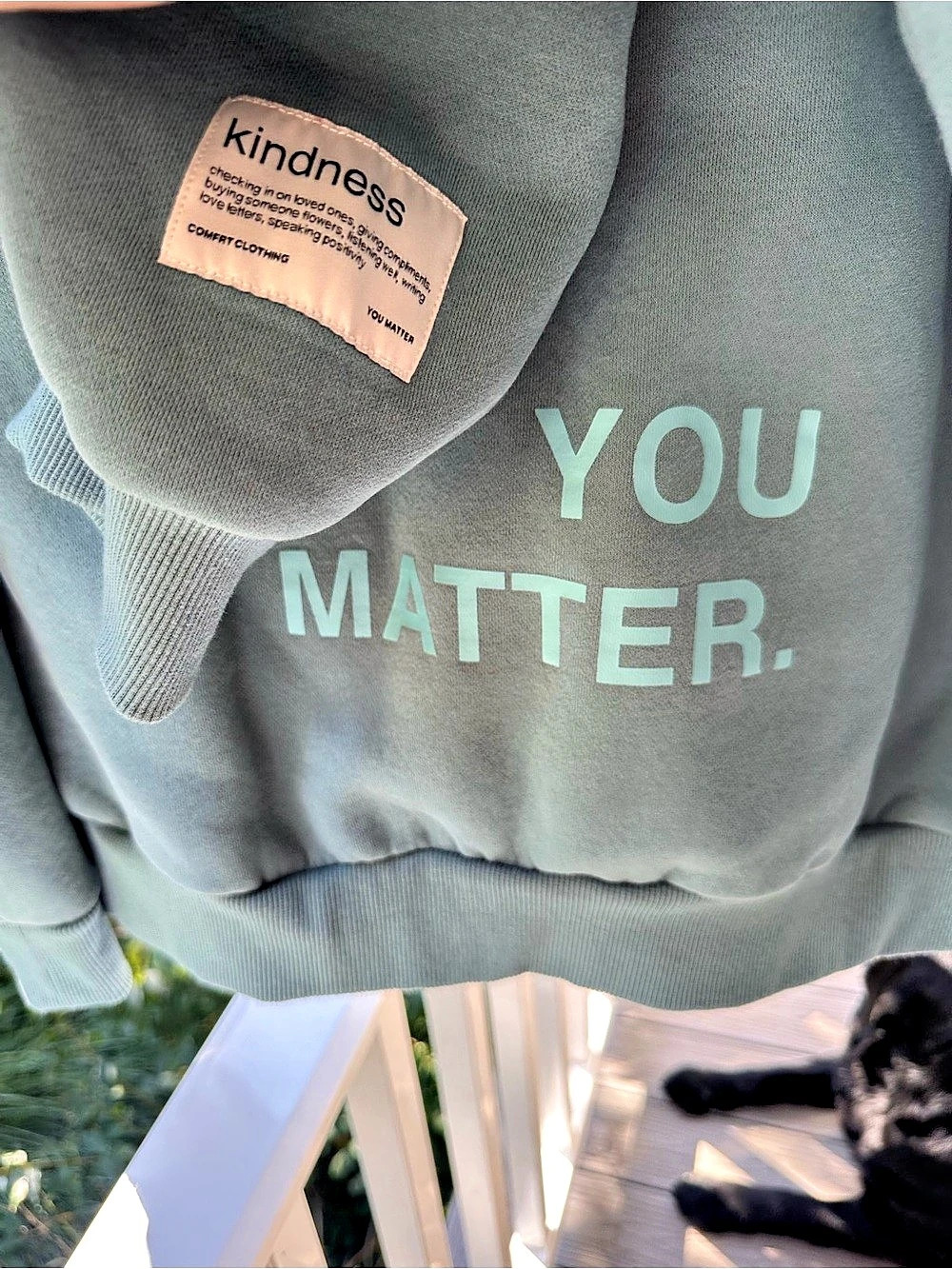 Comfrt You Matter Pullover Hoodie in Jade Like New - Picture 4 of 4